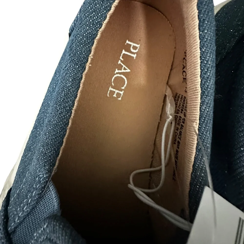 The Children's Place Slip On Sneakers Patches Studded Blue Denim Size 13‎